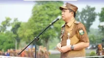 Bupati Muaro Jambi Dr Bambang Bayu Suseno Memimpin Upacara Apel Gabungan Pasca Idul Fitri 1447 H di Halaman Kantor Bupati Komplek Bukit Cinto Kenang